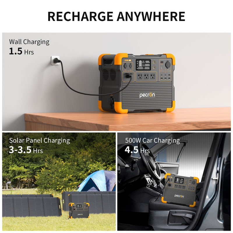 Pecron E2400LFP Portable Power Station – 2400W / 2048Wh