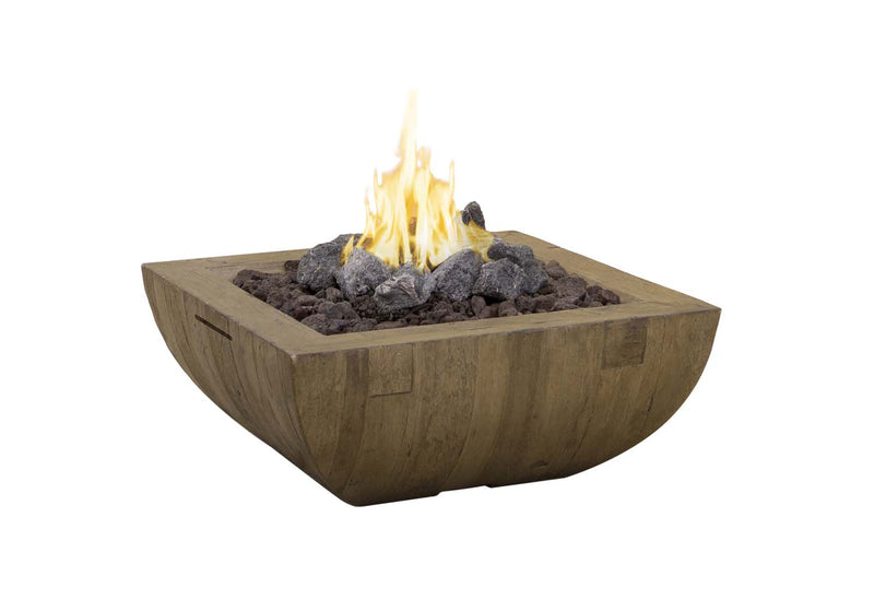 American Fyre Designs Bordeaux 36-Inch Square Reclaimed Wood Fire Bowl