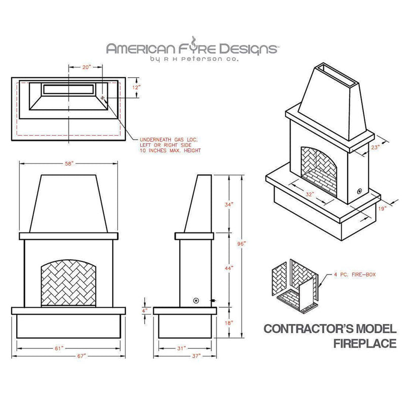 American Fyre Designs Contractor’s Model Outdoor Gas Fireplace