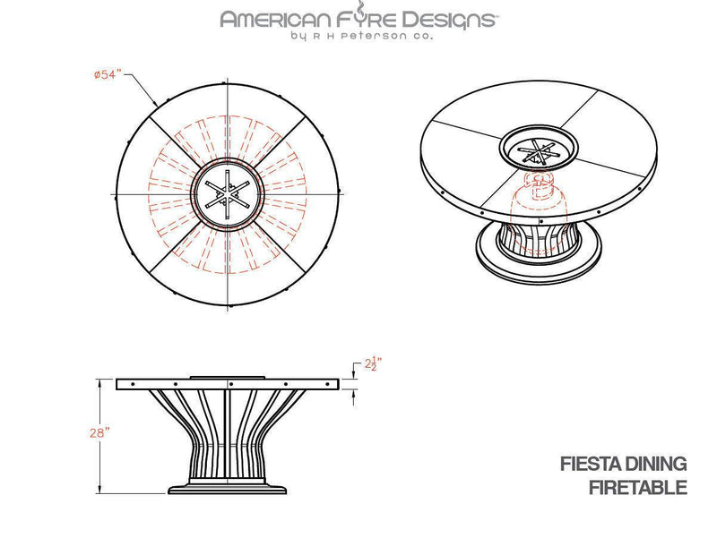American Fyre Designs Fiesta 54-Inch Round Dining Height Fire Table