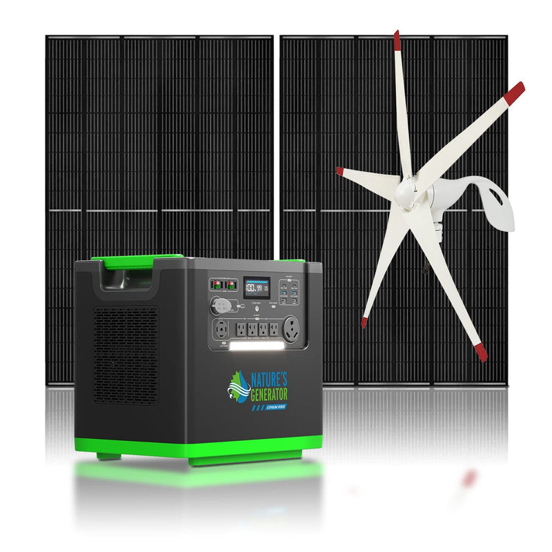 Nature's Generator Lithium 6000 with Solar Panels and Wind Turbine