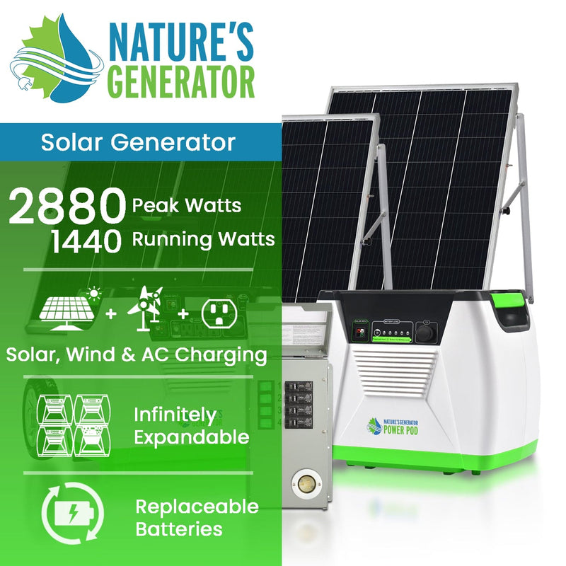 Nature’s Generator Platinum – PE System (1800W Solar Power Generator with Power Transfer Kit)