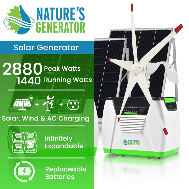 Nature’s Generator Platinum – WE System (1800W Solar & Wind Power Generator Kit)