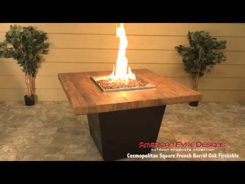 American Fyre Designs Cosmopolitan 36-Inch Square Reclaimed Wood Fire Table