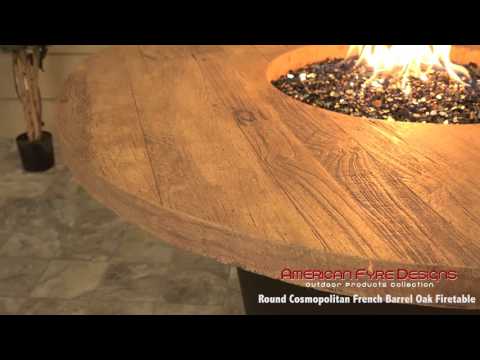 American Fyre Designs Cosmopolitan 48-Inch Round Reclaimed Wood Fire Table